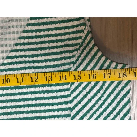 Maeve Tank Top Womens L Green White Striped Peplum V Neck Textured - Picture 13 of 13